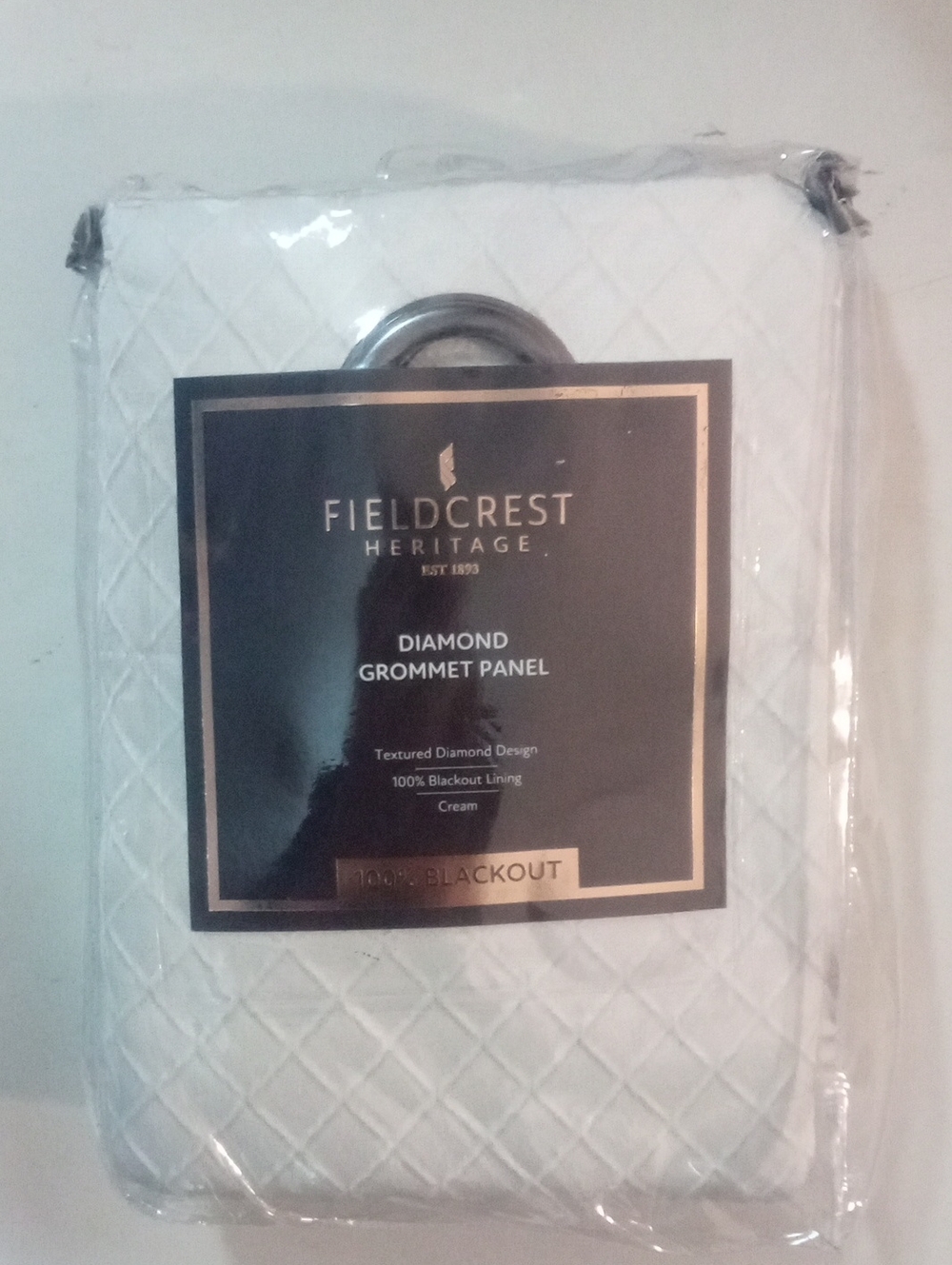 Heritage Cream Diamond Grommet Curtain Panel 63" NWT $94.79